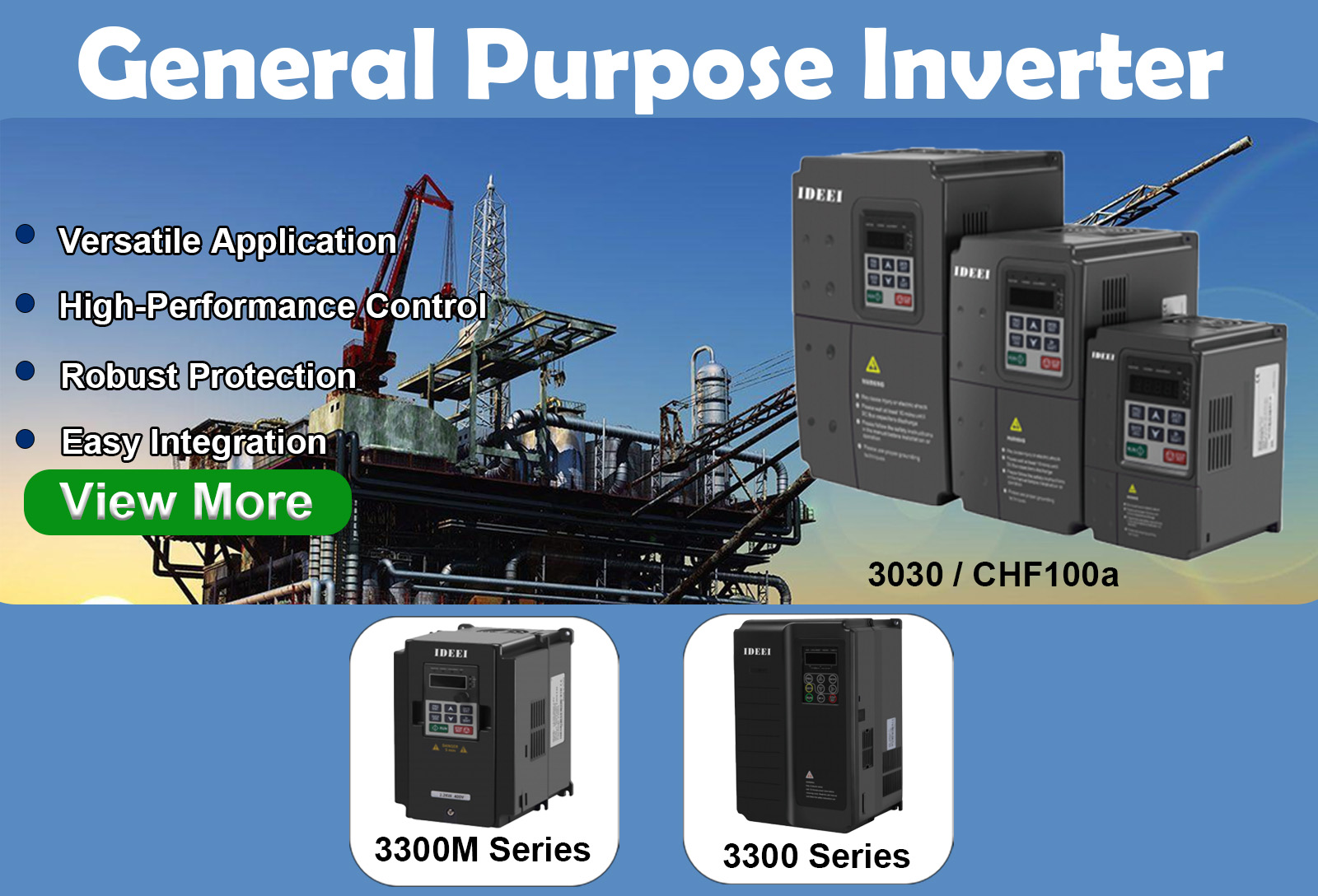 IDEEI general purpose VFD inverter 3030 CHF100a series for industrial motor control applications