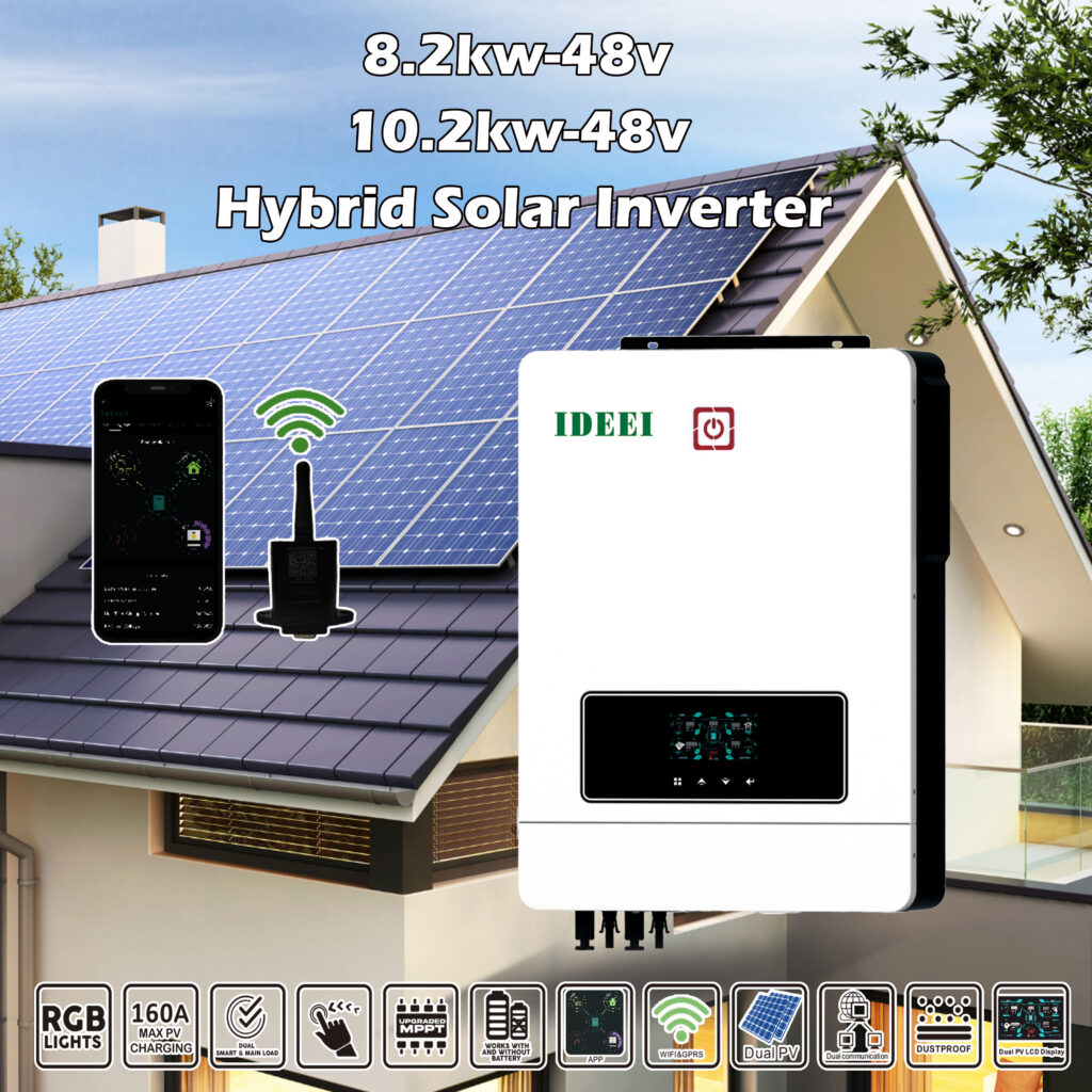 IDEEI QB 8.2kW 10.2kW Hybrid Solar Inverter 48V 160A MPPT Dual PV